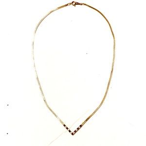 AVON Red Rhinestone Gold Necklace Vintage